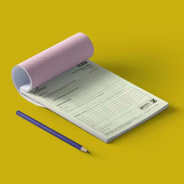 Custom Printed 3-part NCR Form Pads with Wraparound Cover on High Quality Materials 1 Custom Printed 3-part NCR Form Pads with Wraparound Cover on High Quality Materials 1