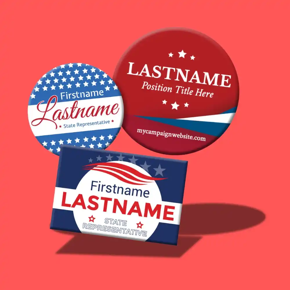 Custom Printed Campaign Buttons on High Quality Materials 1 Custom Printed Campaign Buttons on High Quality Materials 1