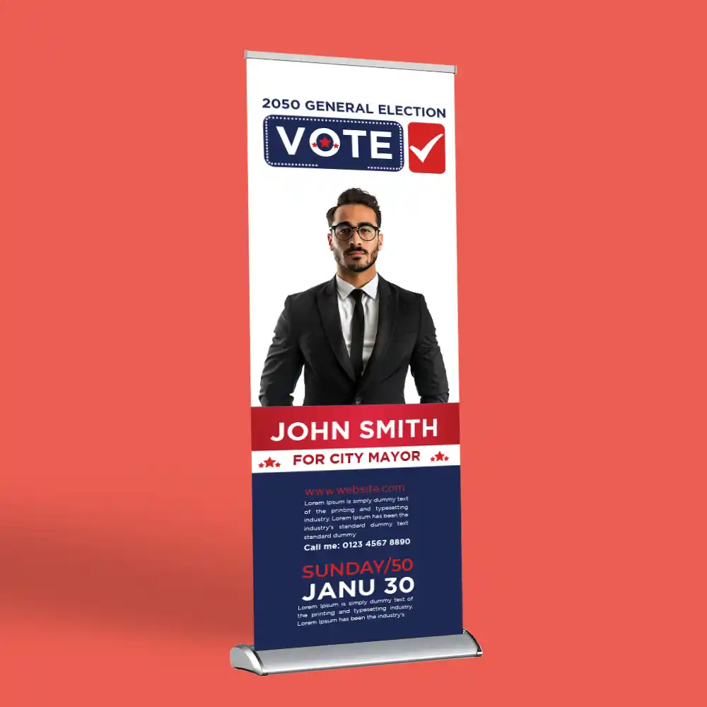 Custom Printed Campaign Double Sided Banner Stand on High Quality Materials 1 Custom Printed Campaign Double Sided Banner Stand on High Quality Materials 1