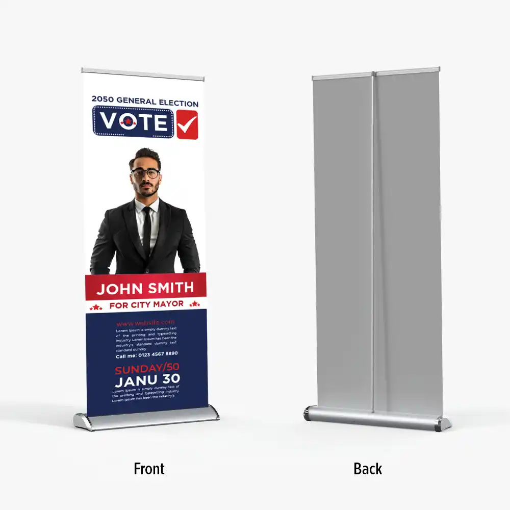 Custom Printed Campaign Double Sided Banner Stand on High Quality Materials 2 Custom Printed Campaign Double Sided Banner Stand on High Quality Materials 2