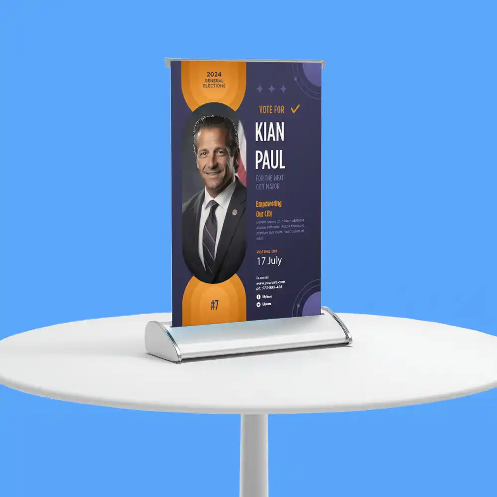Custom Printed Campaign Table Top Banner Stand on High Quality Materials 1 Custom Printed Campaign Table Top Banner Stand on High Quality Materials 1