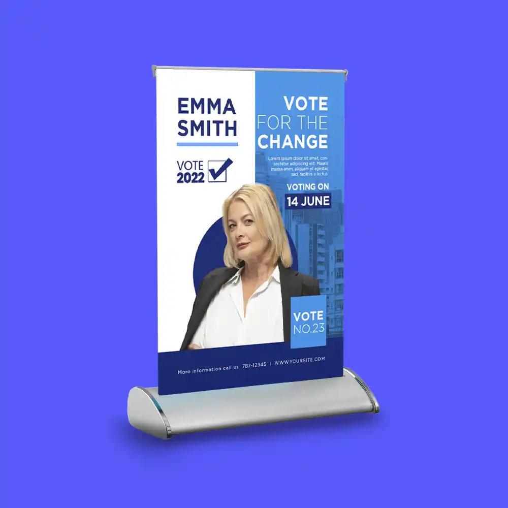 Custom Printed Campaign Table Top Banner Stand on High Quality Materials 2 Custom Printed Campaign Table Top Banner Stand on High Quality Materials 2