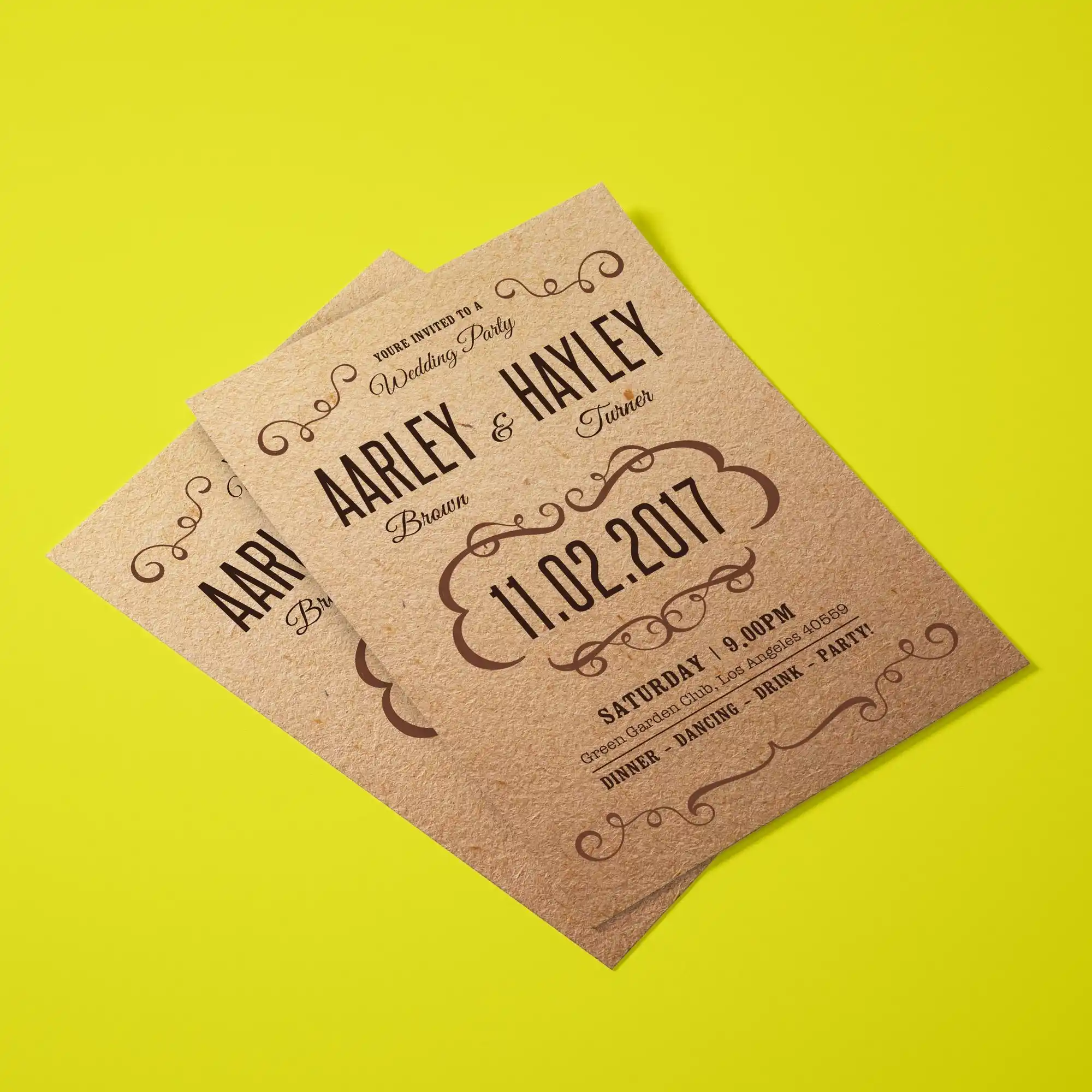 Custom Printed Kraft Invitations on High Quality Materials 1 Custom Printed Kraft Invitations on High Quality Materials 1