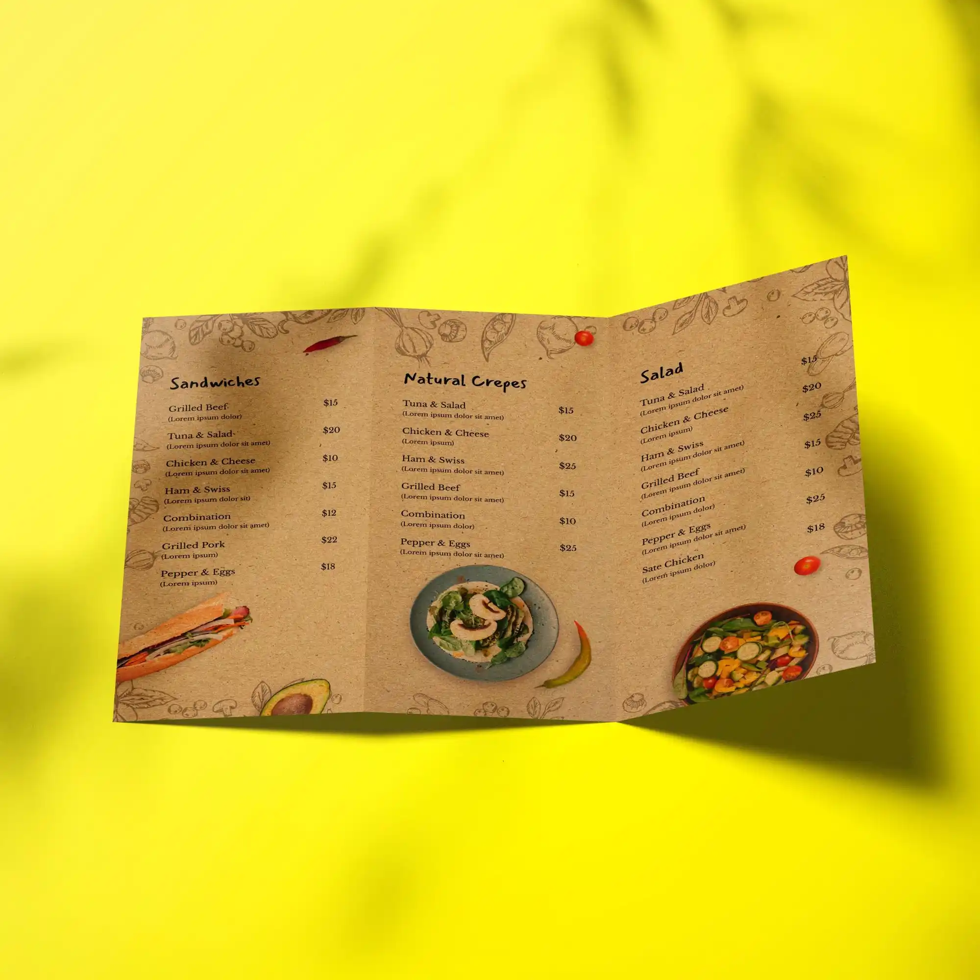 Custom Printed Kraft Menus on High Quality Materials 1 Custom Printed Kraft Menus on High Quality Materials 1