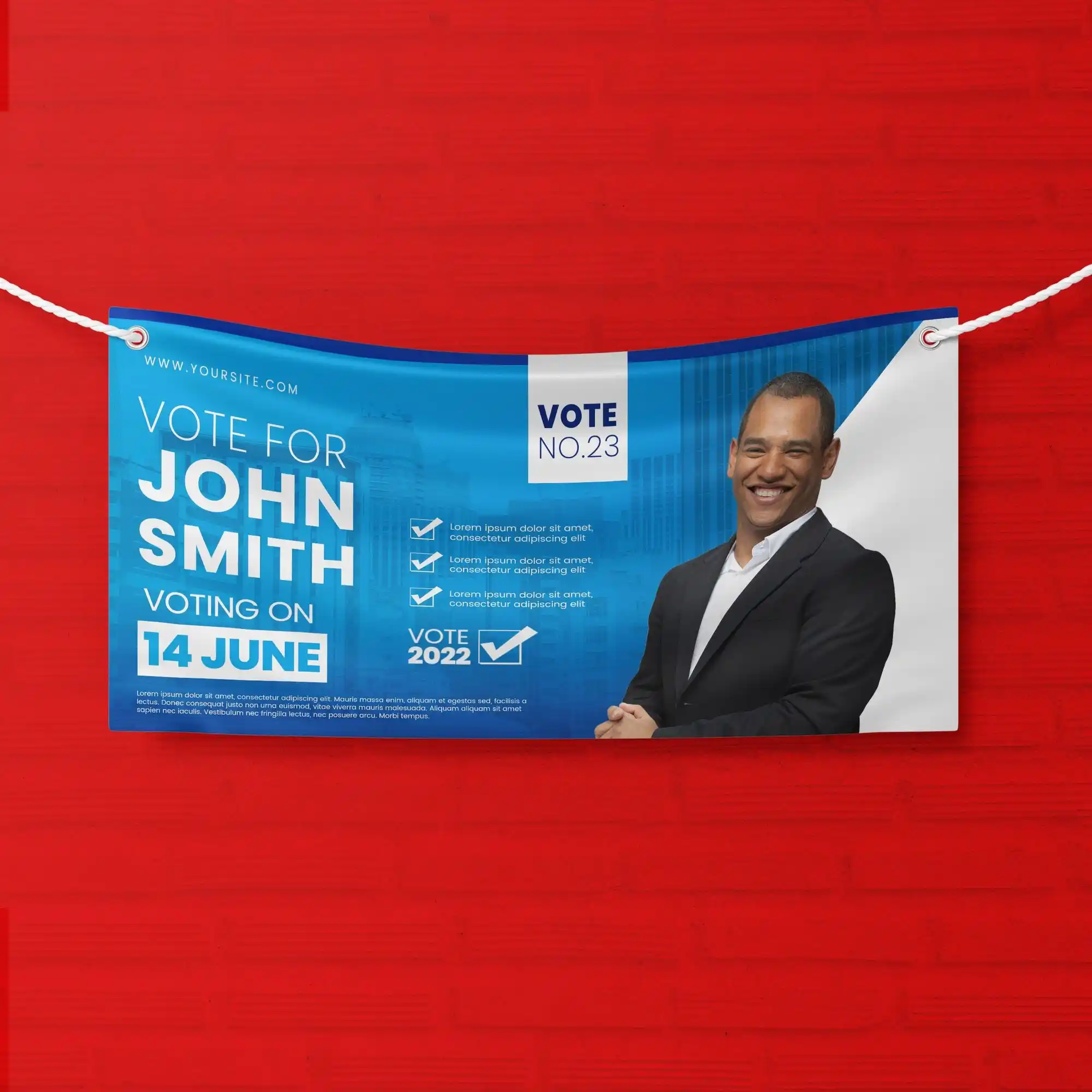 Custom Printed Political Indoor Banners on High Quality Materials 3 Custom Printed Political Indoor Banners on High Quality Materials 3