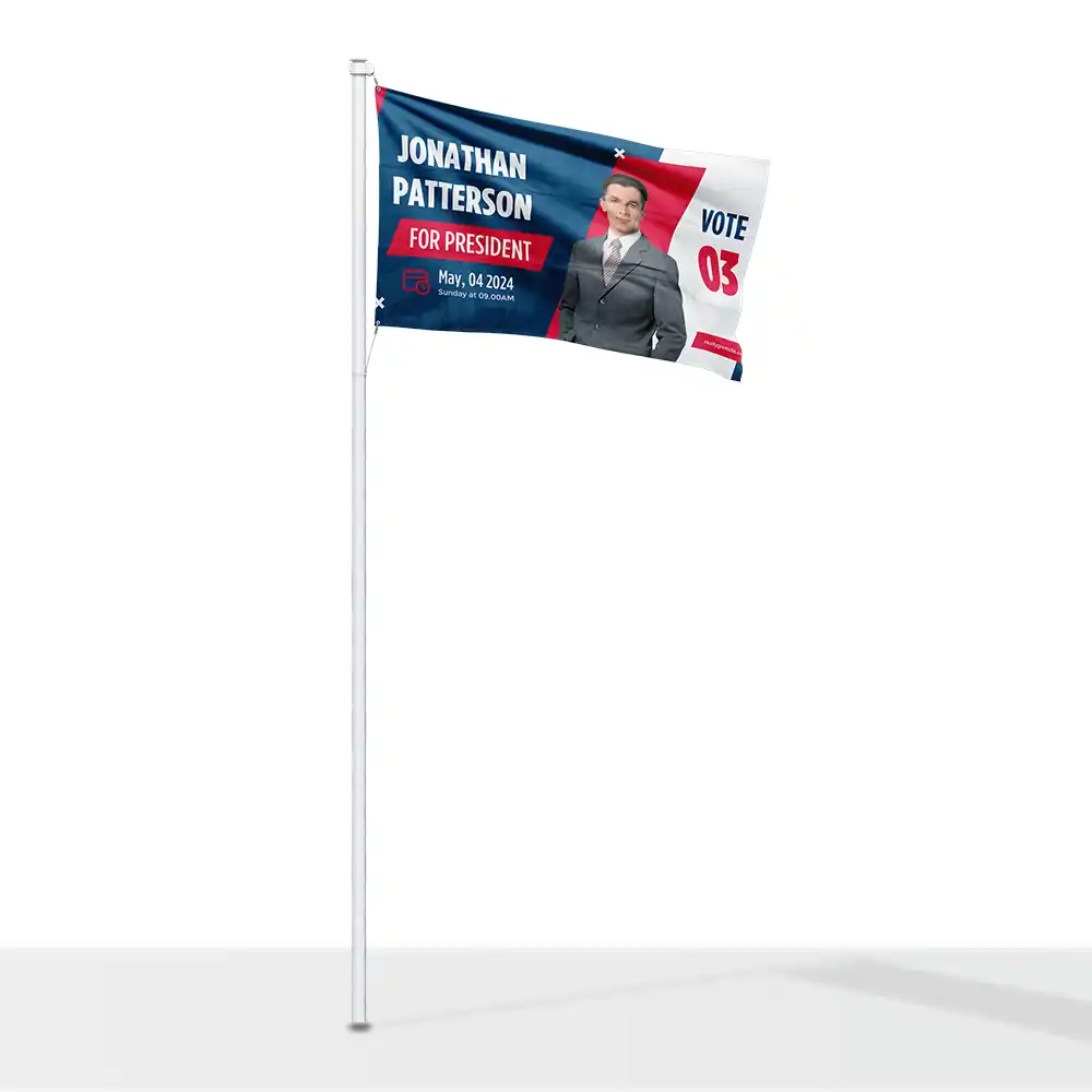 Custom Printed Political Pole Flag on High Quality Materials 2 Custom Printed Political Pole Flag on High Quality Materials 2
