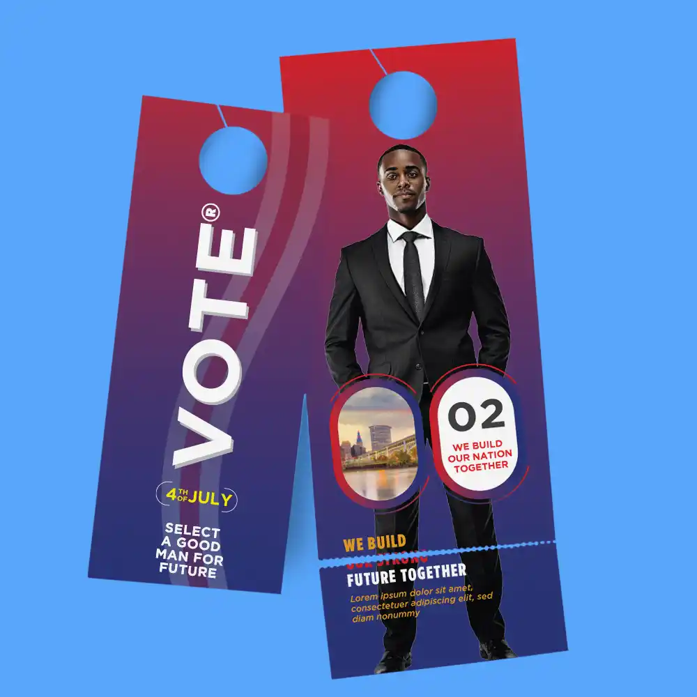 Custom Printed Political Tearoff Door Hangers on High Quality Materials 1 Custom Printed Political Tearoff Door Hangers on High Quality Materials 1