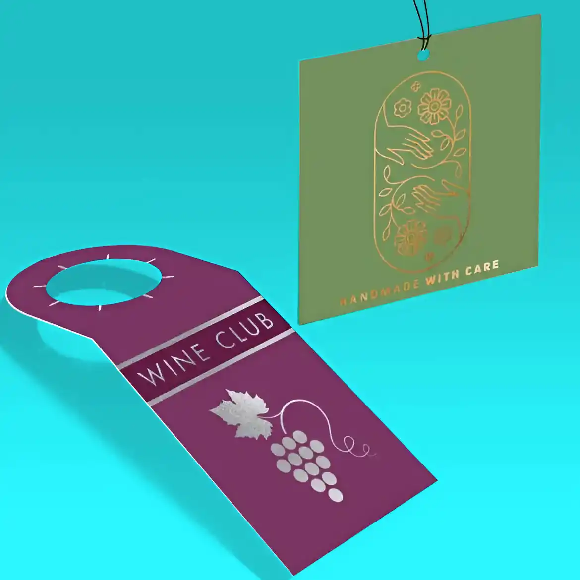 Custom Printed Foil Hang Tags on High Quality Materials 1 Custom Printed Foil Hang Tags on High Quality Materials 1